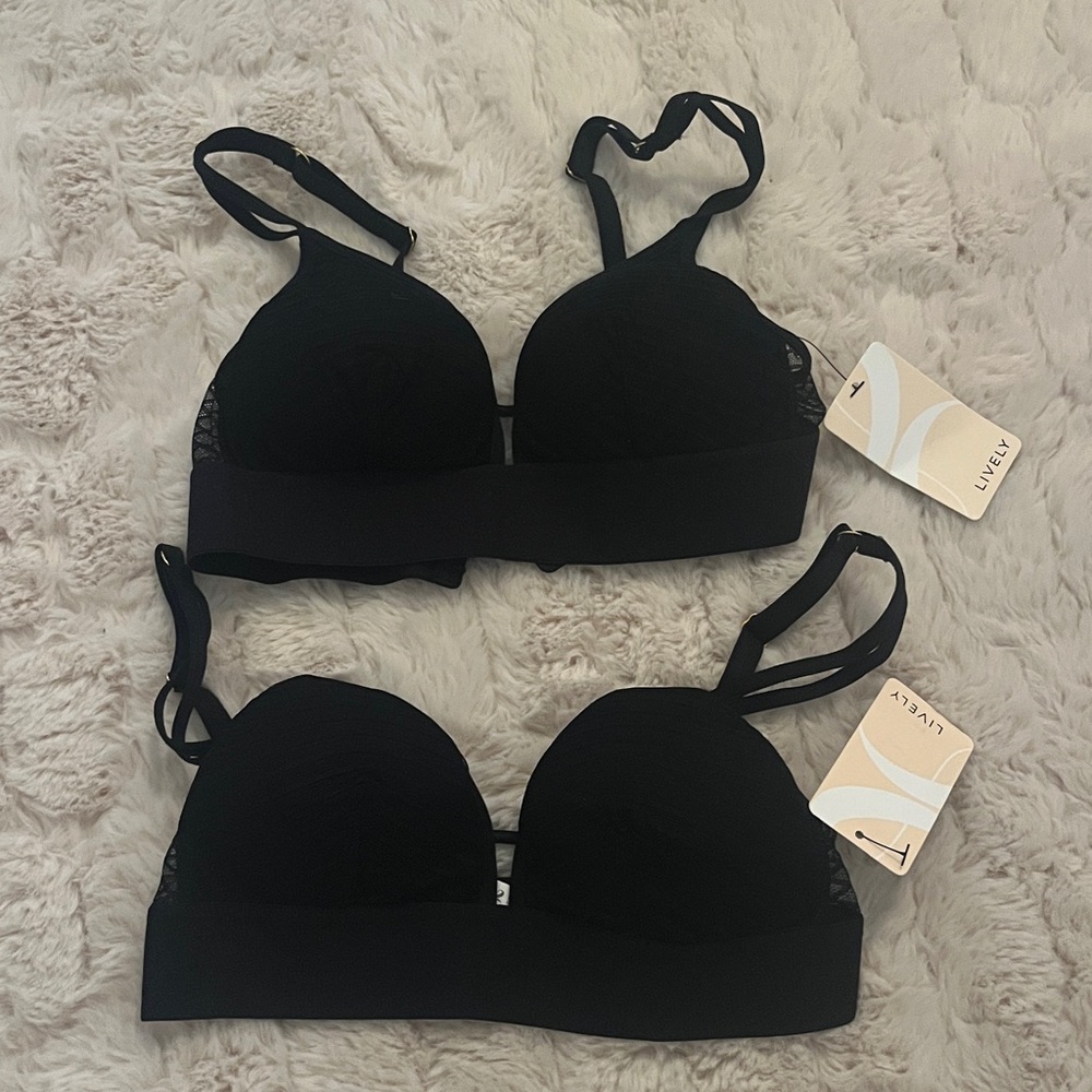 Lively bralettes bras black NWT xsmall - set of 2
